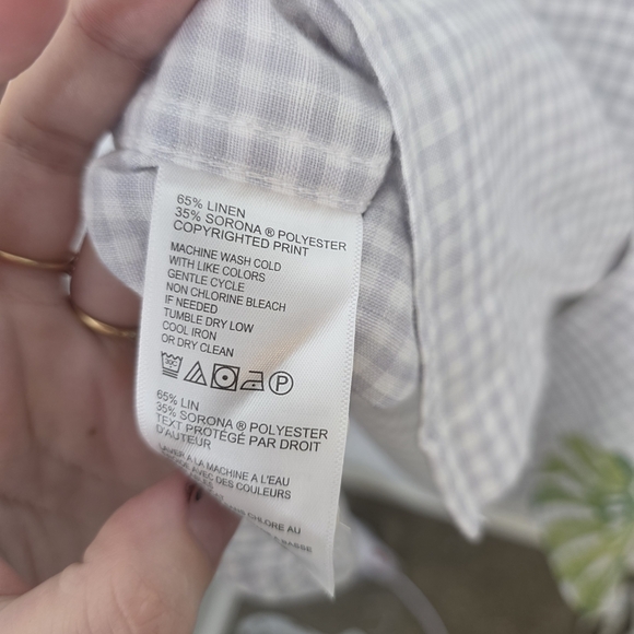 Tommy Bahama Men's White Grey Gingham Tropical 100% Linen Button Up Shirt Sz M - Picture 7 of 10